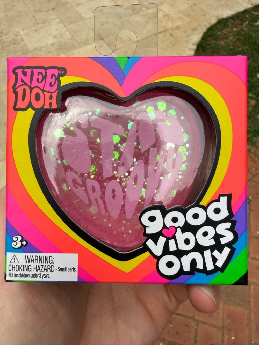 NeeDoh Heart 'Stay Groovy' Glitter Heart Stress Ball - Pink